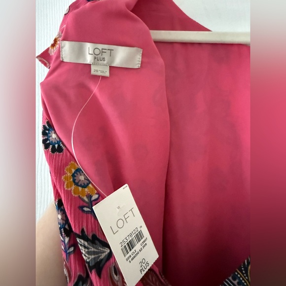 LOFT Plus Size 20 Floral Pink Dress 💕 NEW WITH TAGS - Picture 8 of 12